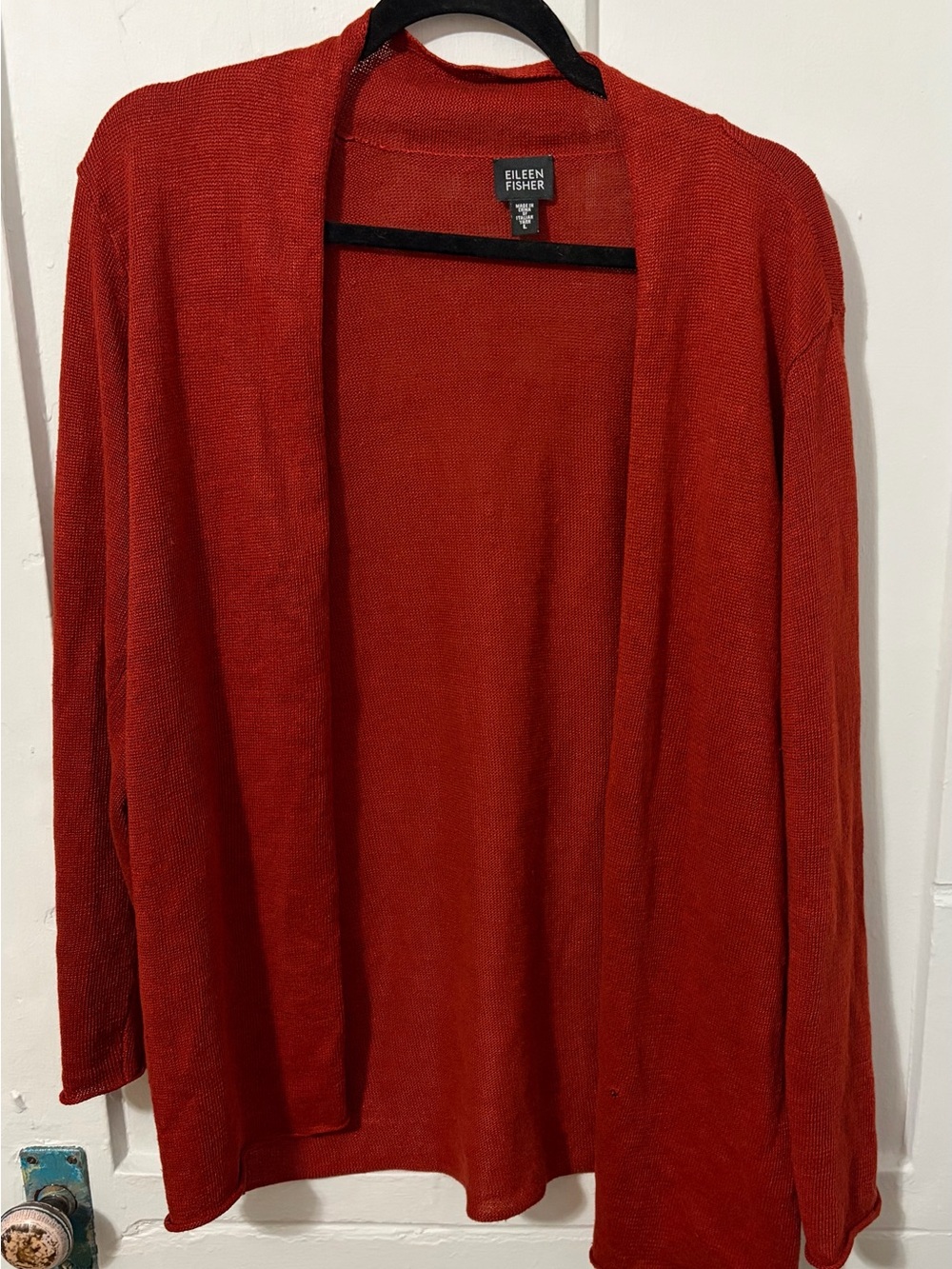 Eileen Fisher Women's Open Front Cotton-Blend Cardigan - Rust Red 100% linen